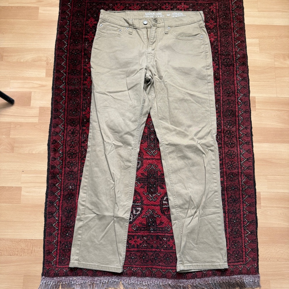 Signature by Levi Strauss Men's Tan Chinos - Straight Leg Mens Size 32x32